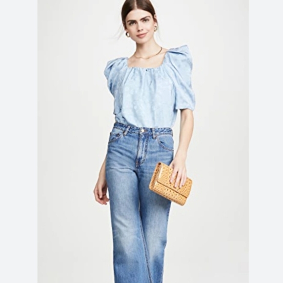 Rachel Comey Tops - Rachel Comey Capa Puff Shoulder Baby Blue Top